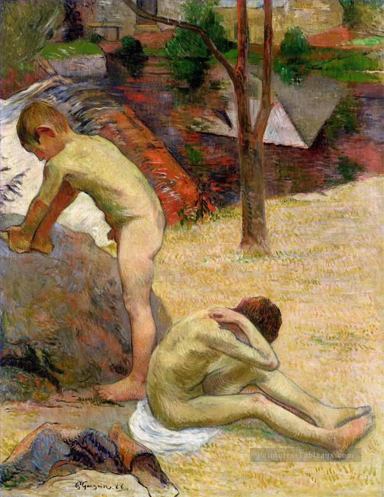 Garçons bretons baignant l’enfant de Paul Gauguin Peintures à l'huile